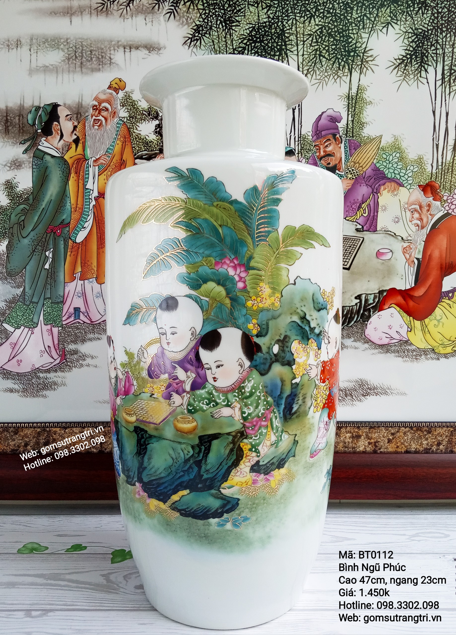 Bình họa tiết Ngũ Phúc